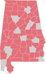 Миниатюра для Файл:Same-sex marriage in Alabama by county (peak refusal 2015).svg