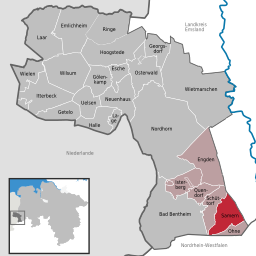 Läget för kommunen Samern i Landkreis Grafschaft Bentheim