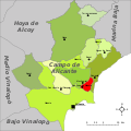 Розташування муніципалітету Сан-Джоан-д'Алакант у комарці Кампо-де-Аліканте