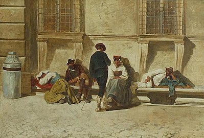 Scène de rue à Rome, 1878 (Huile sur toile ; 65 × 100 cm), Collection privée