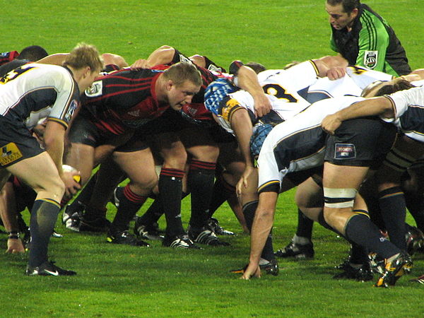 Crusaders scrum against the Brumbies in May 2006