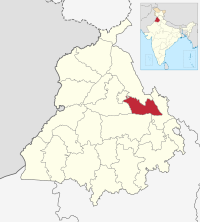 मानचित्र जिसमें शहीद भगत सिंह नगर ज़िला Shaheed Bhagat Singh Nagar district ਸ਼ਹੀਦ ਭਗਤ ਸਿੰਘ ਨਗਰ ਜ਼ਿਲ੍ਹਾ हाइलाइटेड है
