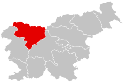 Местоположение на Горенски регион в Словения
