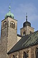 Deutsch: Türme der Kathedrale St. Sebastian in Magdeburg-Altstadt. This is a photograph of an architectural monument. It is on the list of cultural monuments of Magdeburg.