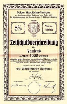 Obligation de Salzbourg en date du 30 août 1921.