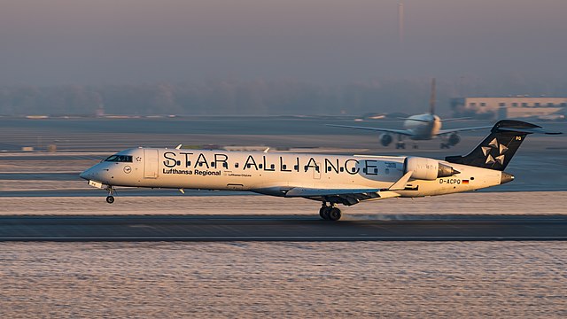 Star Alliance (LH CL) Bombardier CRJ-701ER at Munich Airport.