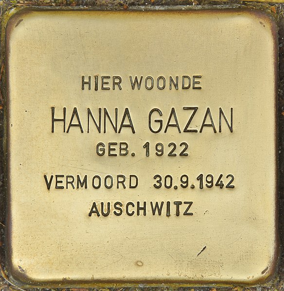 File:Stolperstein für Hanna Gazan (Brielle).jpg