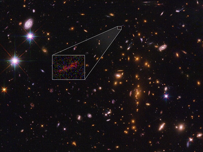 File:Stretched out image of distant galaxy.jpg