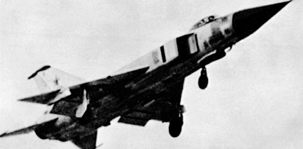 Vue aérienne d'un Su-15 « Flagon-C » soviétique (1985).