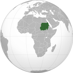 Sudan displayed in dark green color