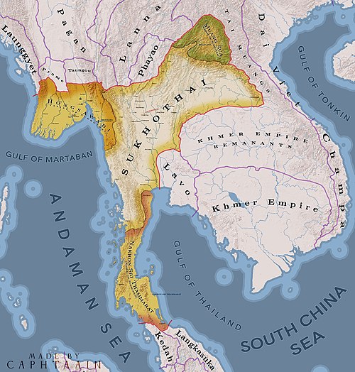 Hanthawaddy Kingdom (Hongsawadi) as a vassal of the Sukhothai Kingdom in 1293
