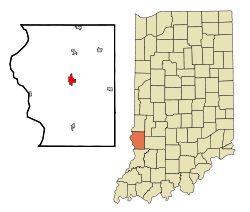 Sullivan County Indiana Incorporated and Unincorporated areas Sullivan Highlighted.svg