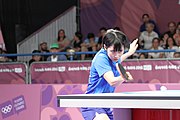 Deutsch: Tischtennis bei den Olympischen Jugendspielen 2018; Tag 9, 15. Oktober 2018; Mixed, Finale, Mixed-Doppel – Miu Hirano (JPN) gegen Sun Yingsha (CHN) 2:3 English: Table tennis at the 2018 Summer Youth Olympics at 15 October 2018 – Mixed Final, Mixed-Double – Miu Hirano (JPN) Vs Sun Yingsha (CHN) 2:3