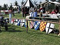 Schilde an einem Mittelalter-Fest