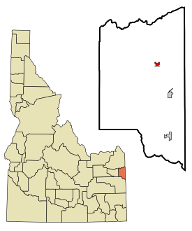 Teton County Idaho Incorporated and Unincorporated areas Tetonia Highlighted.svg