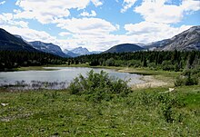 Mountain scenery at Middle Lake in Bow Valley Provincial Park The Canadian Rockies at Middle Lake, Alberta.jpg