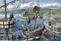 Порт и флот Генуи в начале 14 века.
