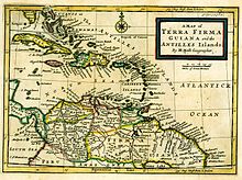 Carte de Tierra Firme, Guyane et Antilles (Herman Moll, 1732)