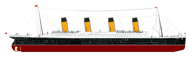 Starboard view of Titanic