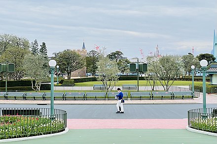 Parade route in Tokyo Disneyland during COVID-19 pandemic in Japan.