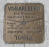 Plate on summit showing the border between Vorarlberg and Tyrol