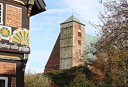 Verden (Aller), Ecke Haus Strukturstraße 7, Blick zum Dom