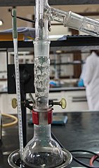 A Vigreux column in a laboratory setup
