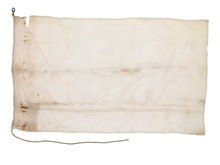 Original flag flown by the 'Discovery', stored at the Royal Museums Greenwich. White Flag of Antarctica RMG L0129.tiff
