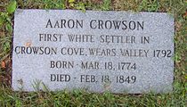 Aaron Crowson's grave at Crowson Cemetery in Wears Valley Wv-crowsongrave2.jpg