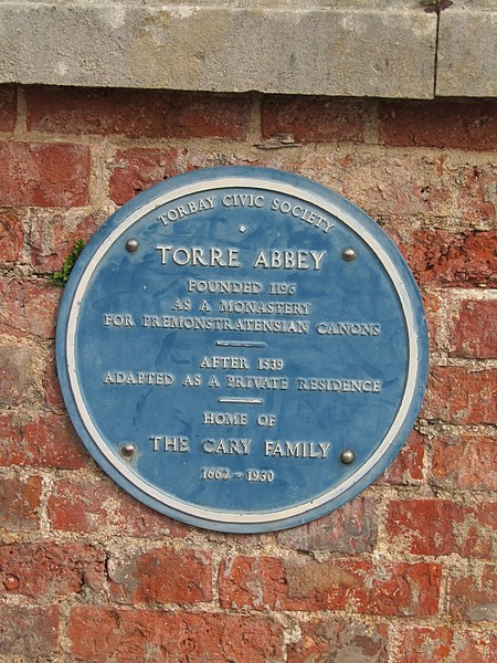 File:-2019-04-23 Blue plaque, Torre Abbey, Torquay, Devon.JPG