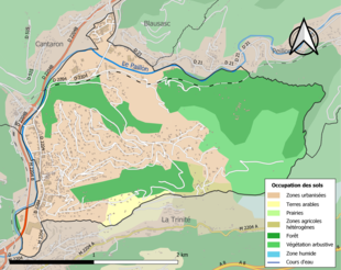 Mapa de colores que muestra el uso de la tierra.