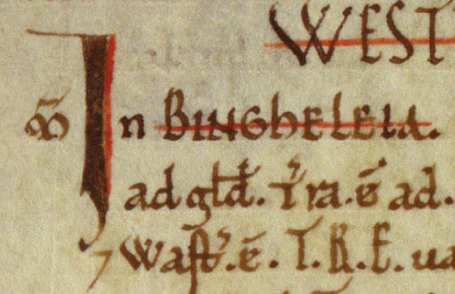 Bingley's entry in the Domesday Book. 1086 AD