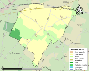 Kolorowa mapa przedstawiająca użytkowanie gruntów.