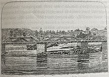 Built in 1827, this was the first bridge at this location to be supported by stone pillars. 1827 Bridge (Brunswick, Maine).jpg