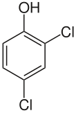 Skeletal formula 2,4-Dichlorophenol.svg