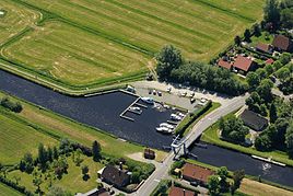 Sports boat harbor on the Ems-Jade Canal near Dykhausen