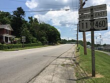 View north along US 11 Alt. and east along US 460 Alt. in Salem 2017-06-13 13 16 20 View north along U.S. Route 11 Alternate and east along U.S. Route 460 Alternate (Roanoke Boulevard) at Florida Street in Salem, Virginia.jpg