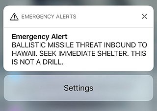 <span class="mw-page-title-main">2018 Hawaii false missile alert</span> False alarm sent over all communications media in Hawaii, United States