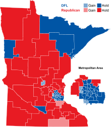 Seat gains and holds by party 2020 Minnesota senate gains.svg
