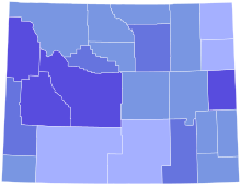 Results by county:
Grey Bull
40-50%
50-60%
60-70%
70-80% 2020 WY-AL Democratic primary.svg