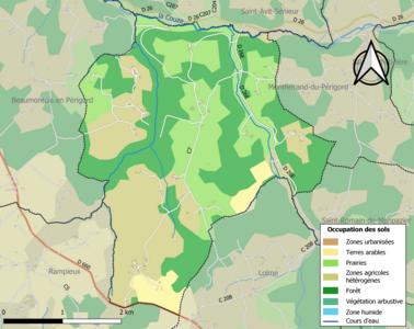 Carte en couleurs présentant l'occupation des sols.