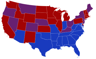 Senators' party membership by state at the opening of the 62nd Congress in March 1911. The senators from Arizona and New Mexico were not seated until April 2, 1912.
.mw-parser-output .legend{page-break-inside:avoid;break-inside:avoid-column}.mw-parser-output .legend-color{display:inline-block;min-width:1.25em;height:1.25em;line-height:1.25;margin:1px 0;text-align:center;border:1px solid black;background-color:transparent;color:black}.mw-parser-output .legend-text{}
2 Democrats
1 Democrat and 1 Republican
2 Republicans 62nd United States Congress Senators.svg