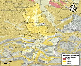 Carte des zones d'aléa retrait-gonflement des sols argileux d'Asson.