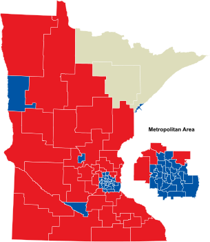 Senate districts
Republican
DFL
Independent 92nd Minnesota Senate district map.svg