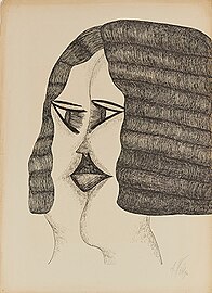 Alicja Wahl, 1960, tusz na papierze, 70 x 50 cm