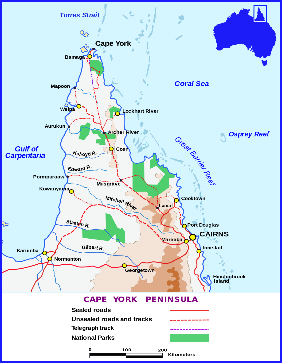 Cape York Australia Map Cape York Peninsula   Wikipedia