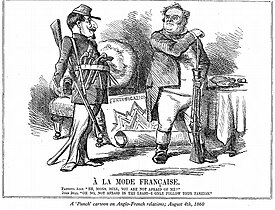 PUNCH warns of danger of French invasion, August 4, 1860 A La Mode Francaise-1860 Punch.jpg