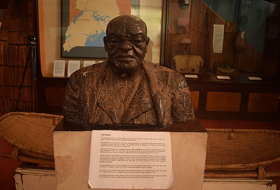 A bust of Hamu Mukasa displayed at the Uganda Museum