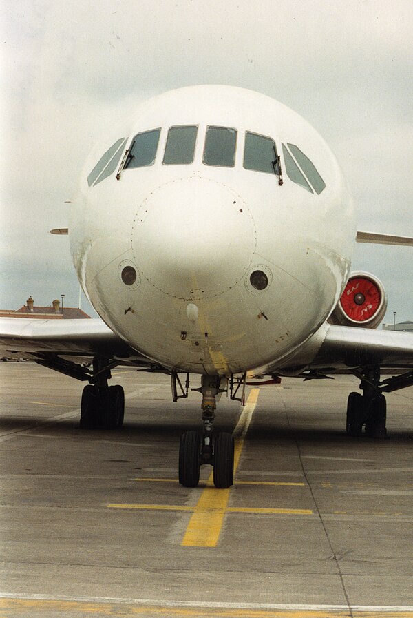 The unusual cockpit window arrangement of the Caravelle, licensed from the de Havilland Comet