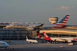 Boeing 757-200 arriving at Miami International Airport.